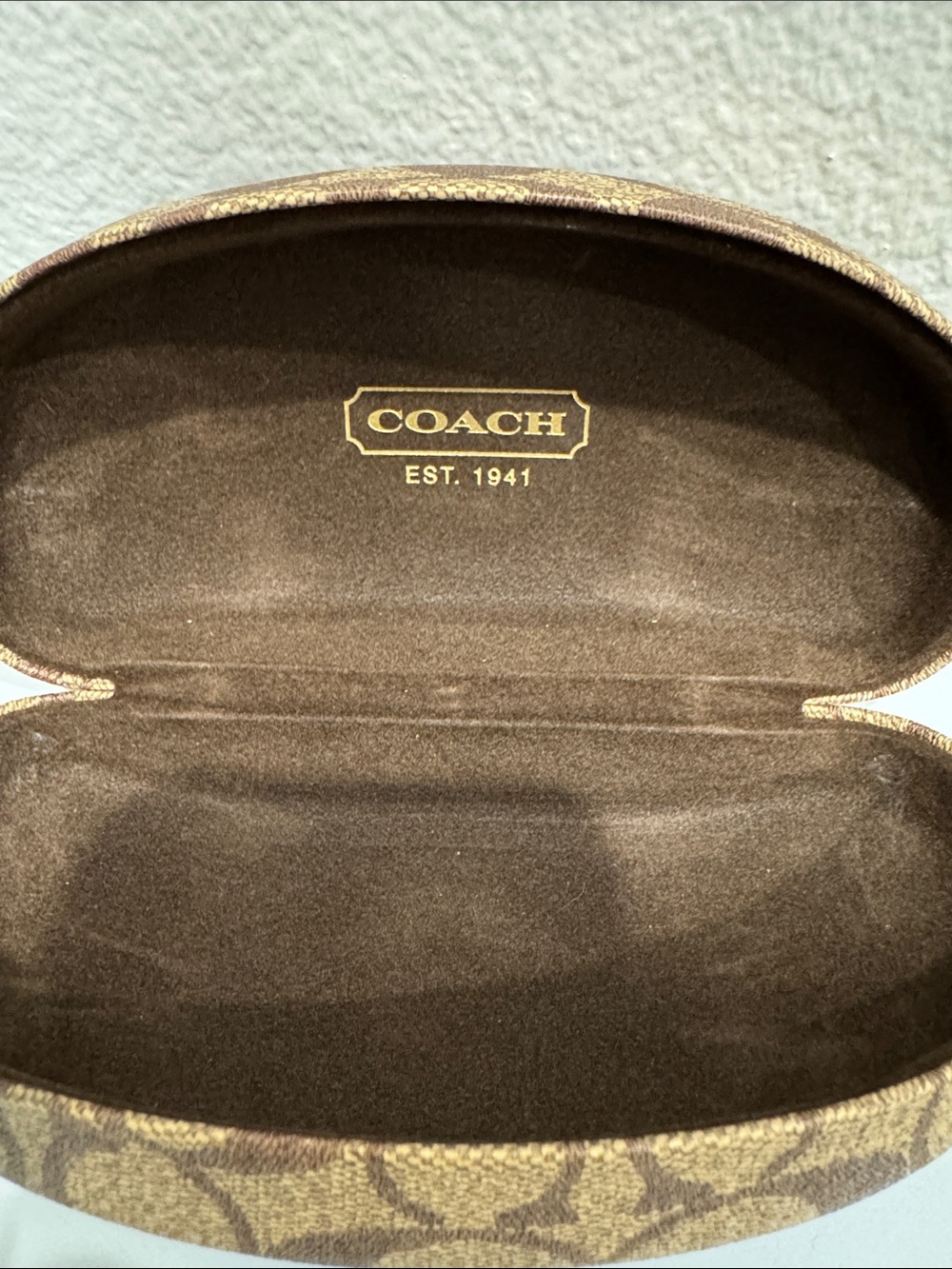 Coach Brown Signature Pattern Sunglasses Case - Picture 2 of 3